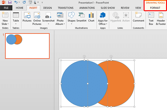 Drawing Tools Format tab