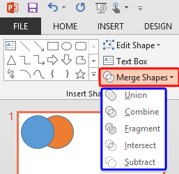 Merge Shapes drop-down gallery