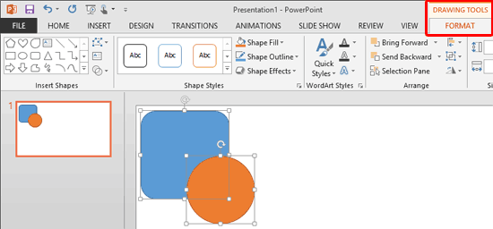 Drawing Tools Format tab