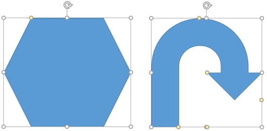The Hexagon has one yellow round and the U-turn arrow has five of them