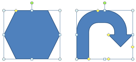 The Hexagon has one yellow diamond handle and the U-turn arrow has five of them The Hexagon has one yellow diamond handle and the U-turn arrow has five of them