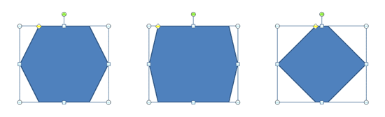 A Hexagon can be changed to both a rectangle and a diamond A Hexagon can be changed to both a rectangle and a diamond