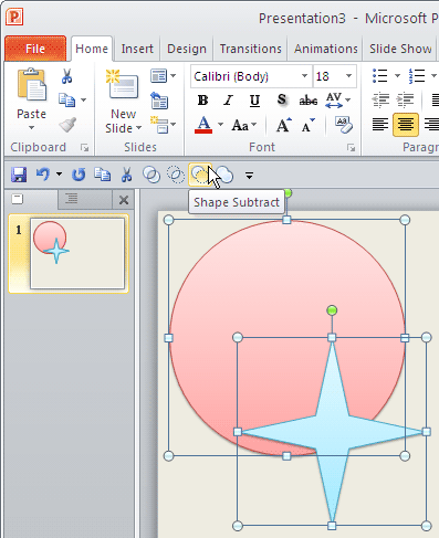 Shape Subtract command Shape Subtract command