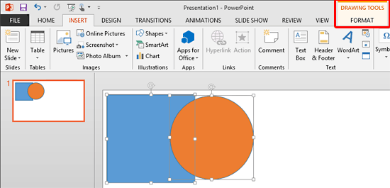 Drawing Tools Format tab