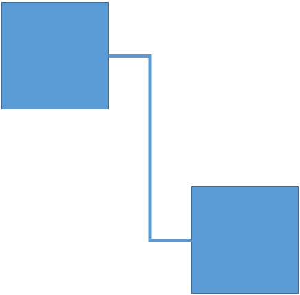 Elbow connector, connecting two shapes