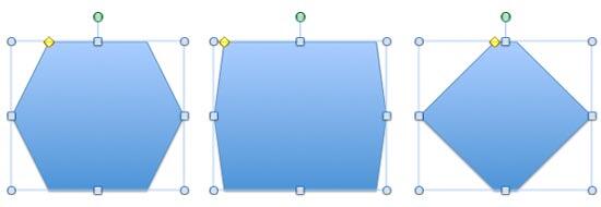 A Hexagon can be changed to both a rectangle and a diamond A Hexagon can be changed to both a rectangle and a diamond