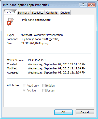 Properties dialog-box