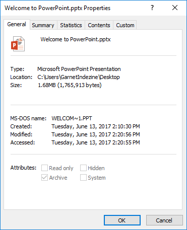 Properties dialog-box