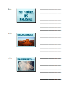 Blank lines next to slides