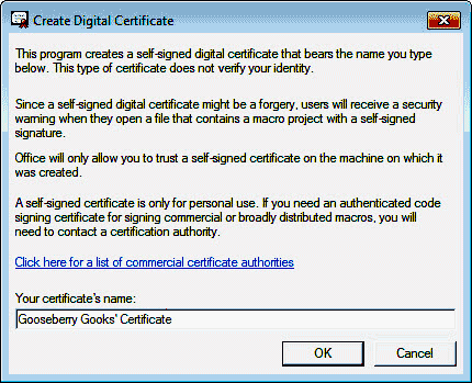 Create a digital certificate Create a digital certificate