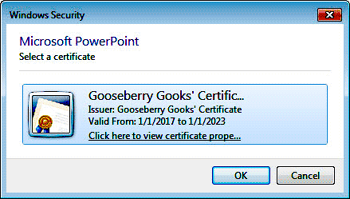 Acquire or Create a Digital Signature in PowerPoint 2013 for Windows