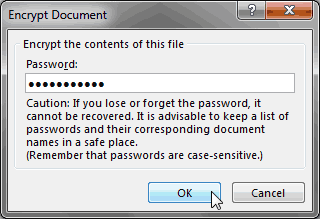 Encrypt Document dialog box Encrypt Document dialog box