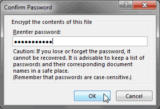 Confirm Password dialog box Confirm Password dialog box
