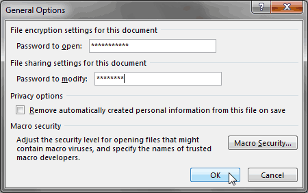 General Options dialog box General Options dialog box