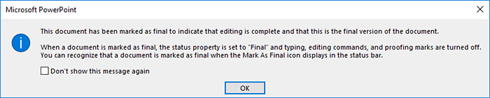 Confirmation of marked as final