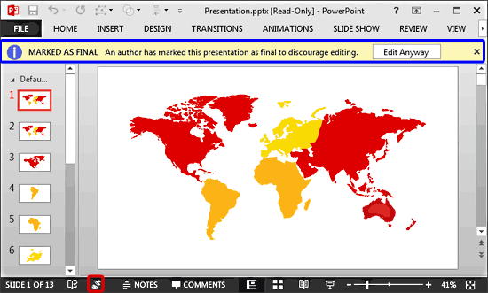 Presentation marked as final Presentation marked as final