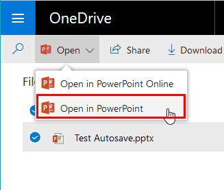 Open in PowerPoint option Open in PowerPoint option