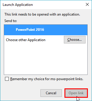 Launch Application window Launch Application window