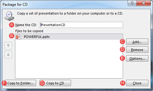 Package for CD dialog box
