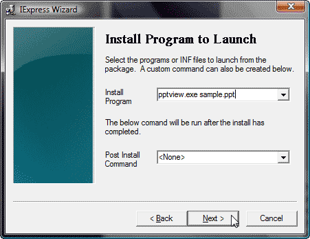 Install program to launch Install program to launch