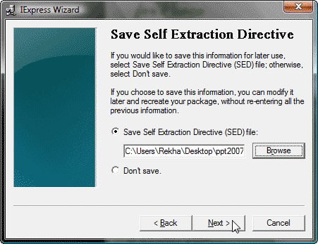 Save self extraction directive Save self extraction directive