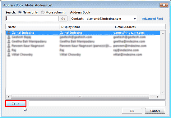 Address Book dialog box