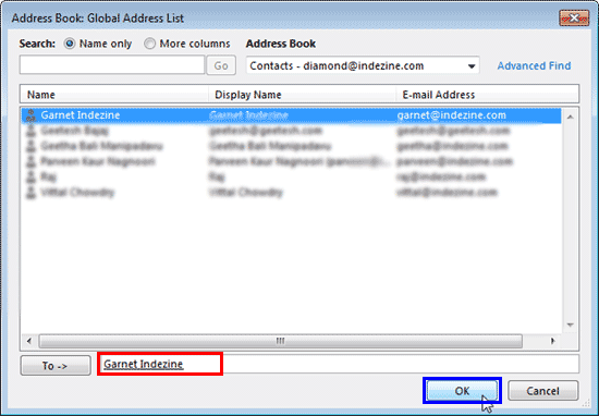 Contact added to Message Recipients