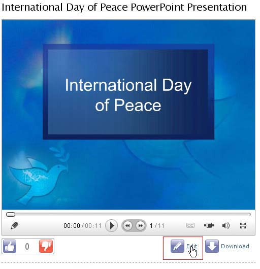 Edit button on the uploaded presentation Edit button on the uploaded presentation