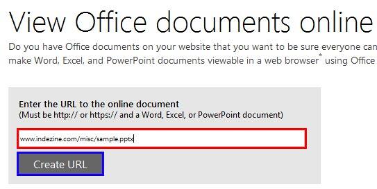 Click the Create URL button