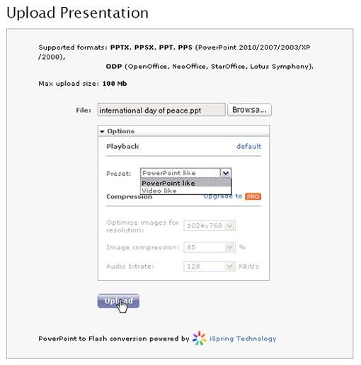 Upload presentation