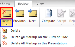 Delete drop-down menu