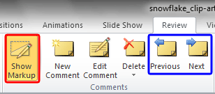 Show Markup button