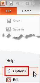 Options within the File menu Options within the File menu