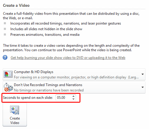Options to create a video Options to create a video