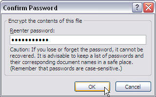 Confirm Password dialog box Confirm Password dialog box