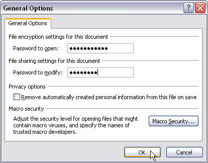 General Options dialog box General Options dialog box