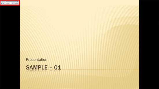 Rehearse Slides view with floating toolbar