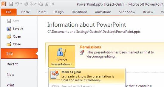 Mark as Final Mark as Final