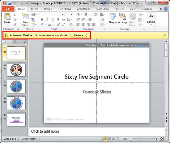 Auto saved presentation with yellow strip Auto saved presentation with yellow strip