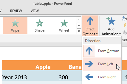Wipe animation set to play From Left