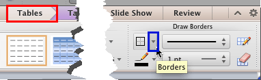 Click the down-arrow beside the Borders button