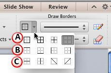 Borders drop-down gallery