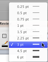 Line Weight pop-up menu