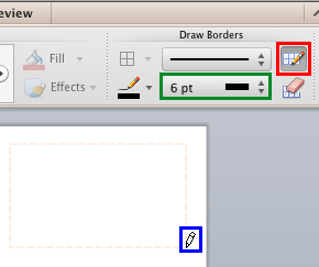 Border line weight set for the new table