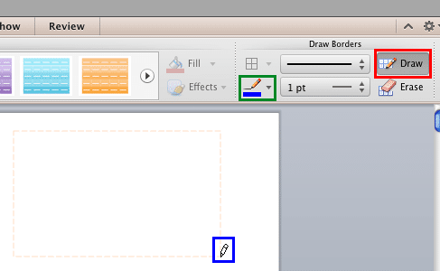 New table being drawn after setting the border color