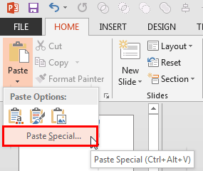Paste Special option