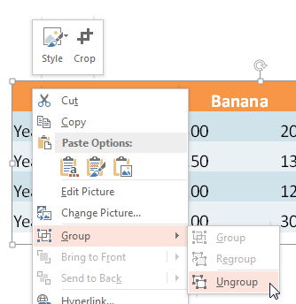 Group | Ungroup option