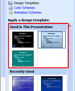 Slide Masters within the Used in this Presentation section
