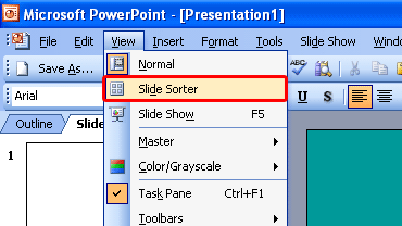 Slide Sorter menu