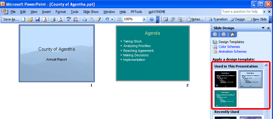 New master applied to the selected slides